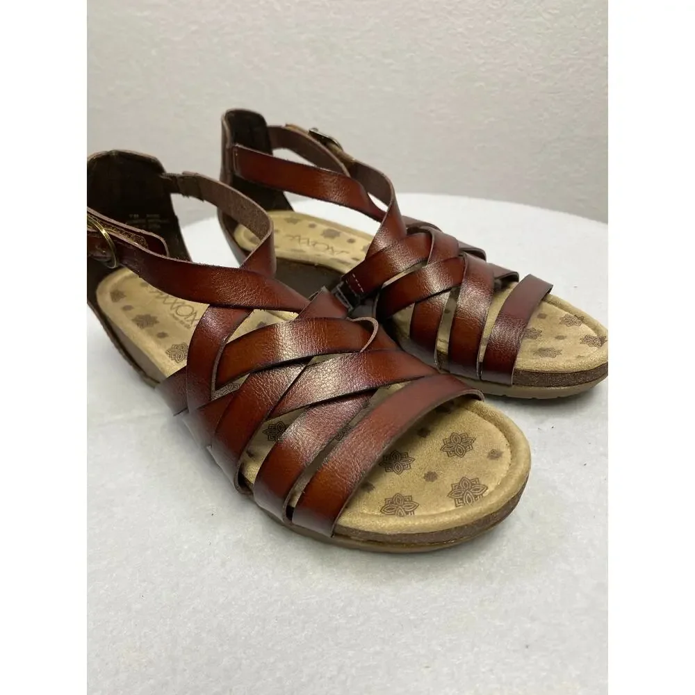 Axxiom Naomi Brown Strappy Wedge‎ Sandals Size 7